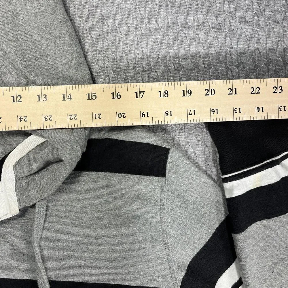 AMERICAN EAGLE thick‎ striped Y2K 90s mens hoodie size L black, and gray